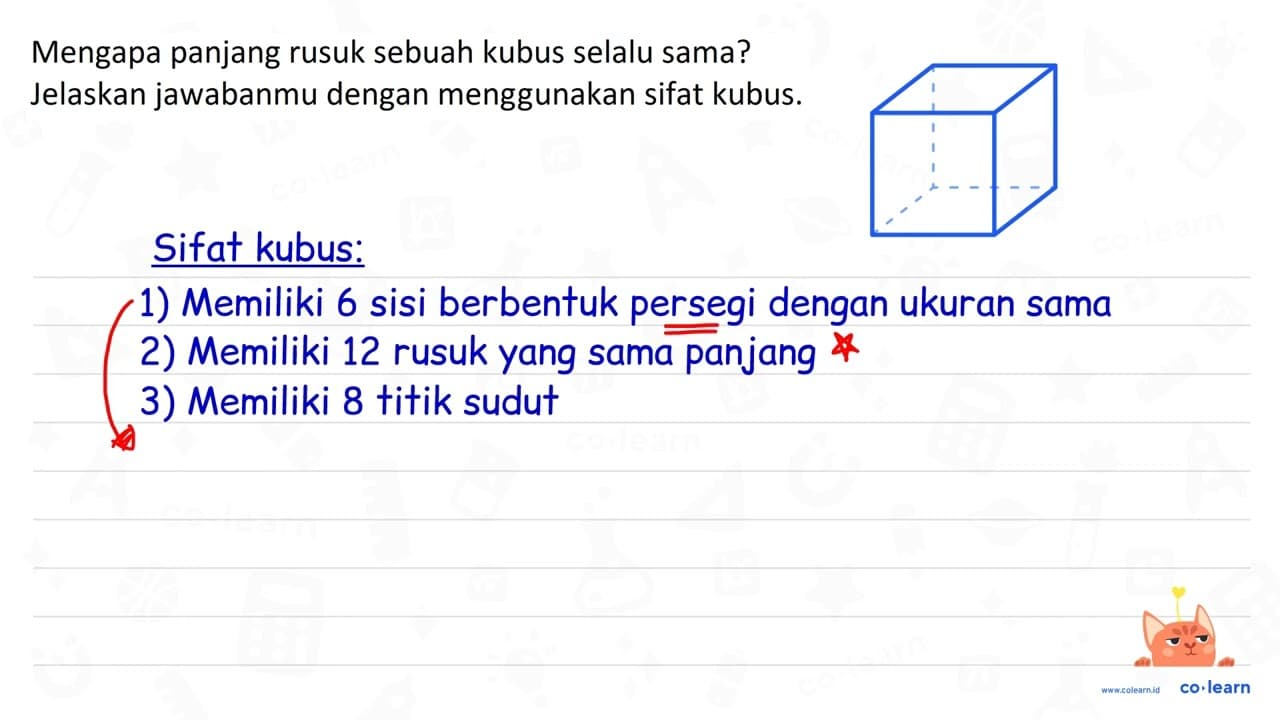 Mengapa panjang rusuk sebuah kubus selalu sama? Jelaskan