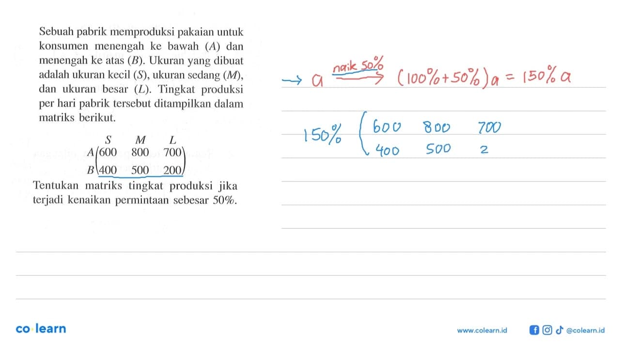 Sebuah pabrik memproduksi pakaian untuk konsumen menengah