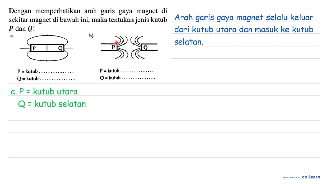 Dengan memperhatikan arah garis gaya magnet di sekitar