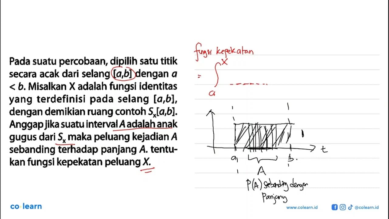 Pada suatu percobaan, dipilih satu titik secara acak dari