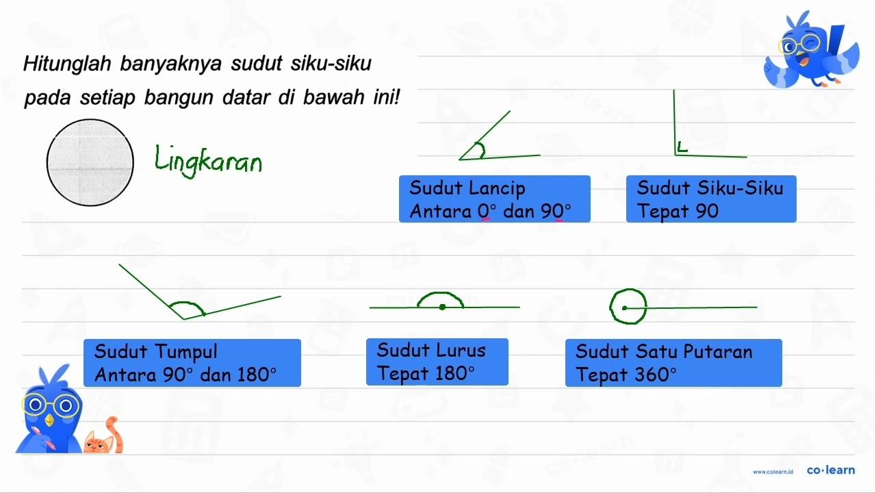 Hitunglah banyaknya sudut siku-siku pada setiap bangun