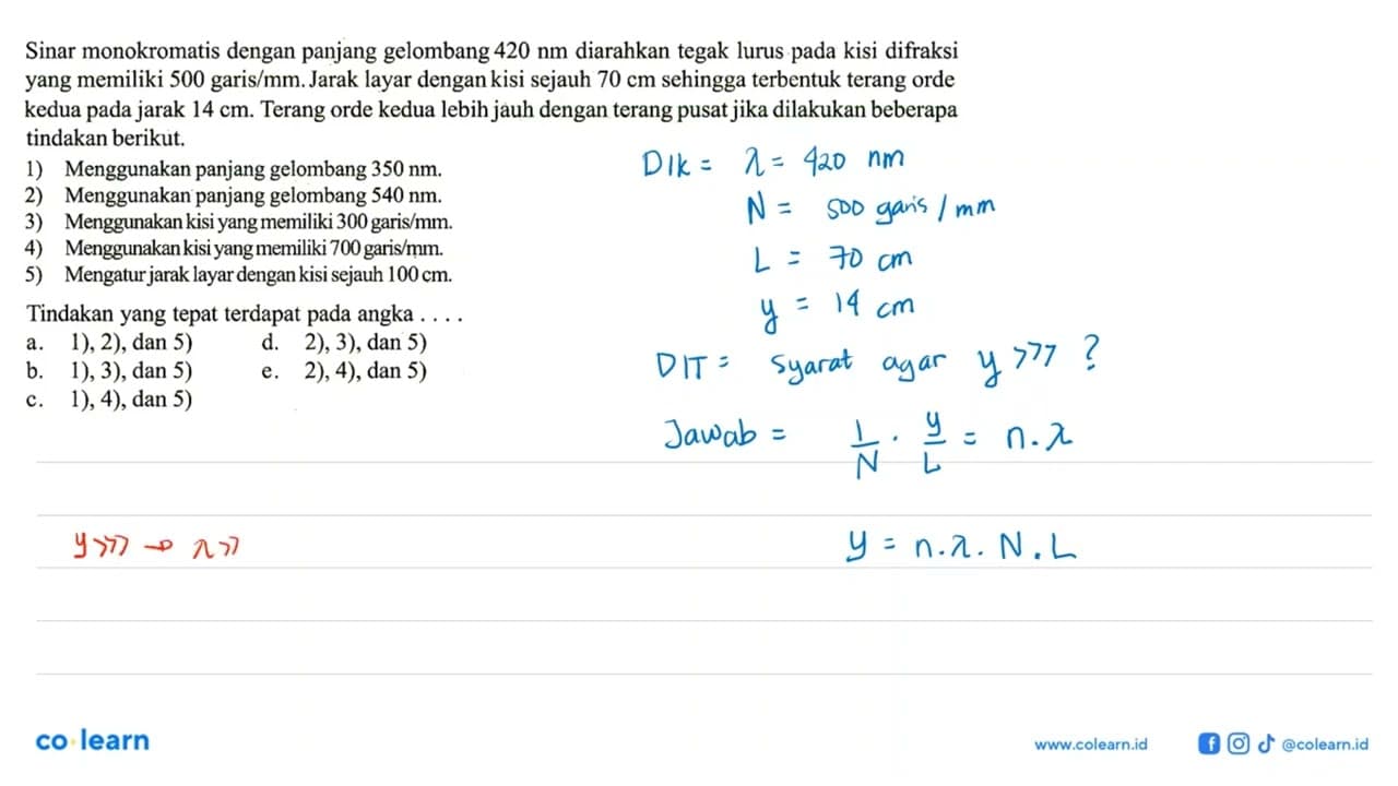 Sinar monokromatis dengan panjang gelombang 420 Nm