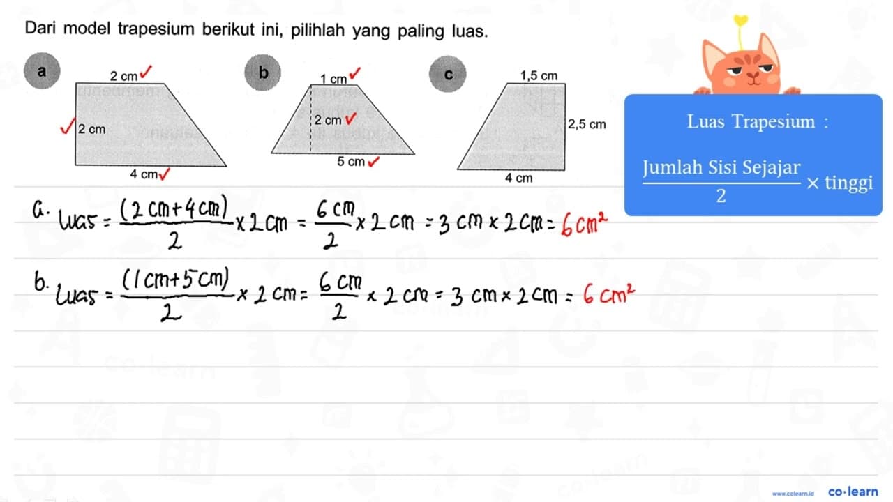 Dari model trapesium berikut ini, pilihlah yang paling