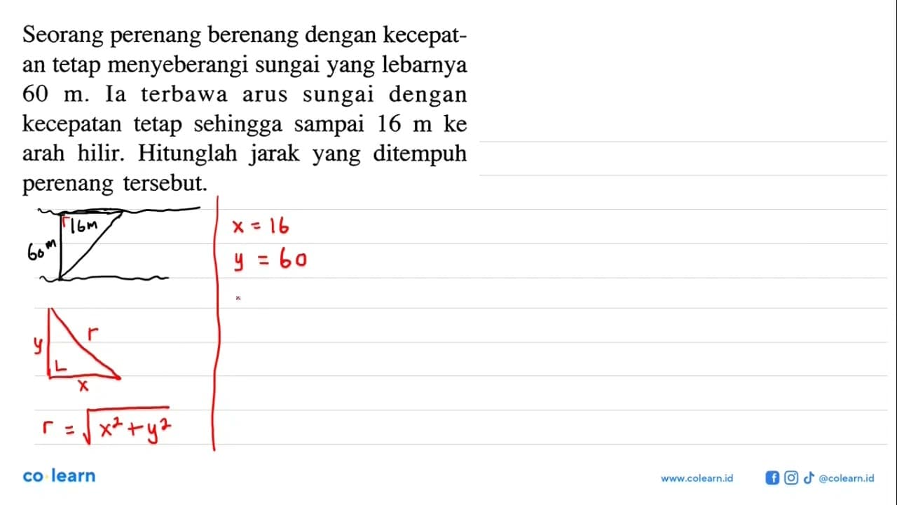 Seorang perenang berenang dengan kecepatan tetap