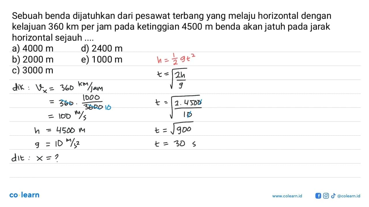 Sebuah benda dijatuhkan dari pesawat terbang yang melaju