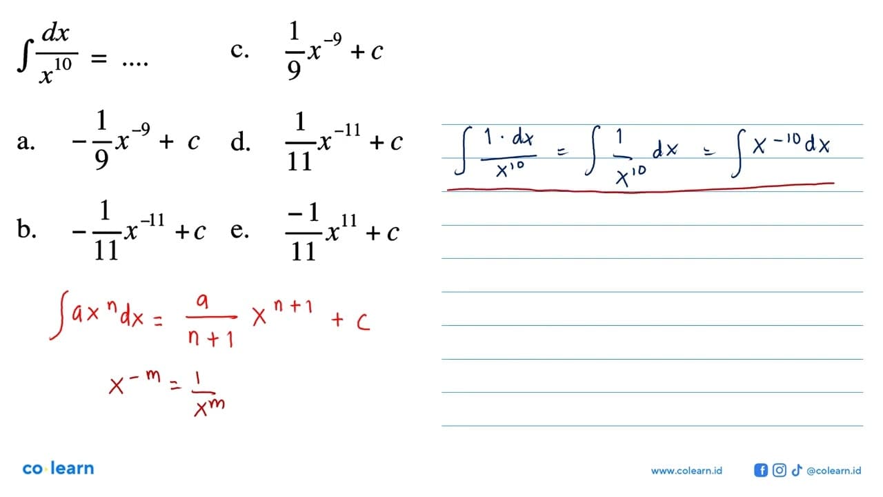 integral dx/x^10=...