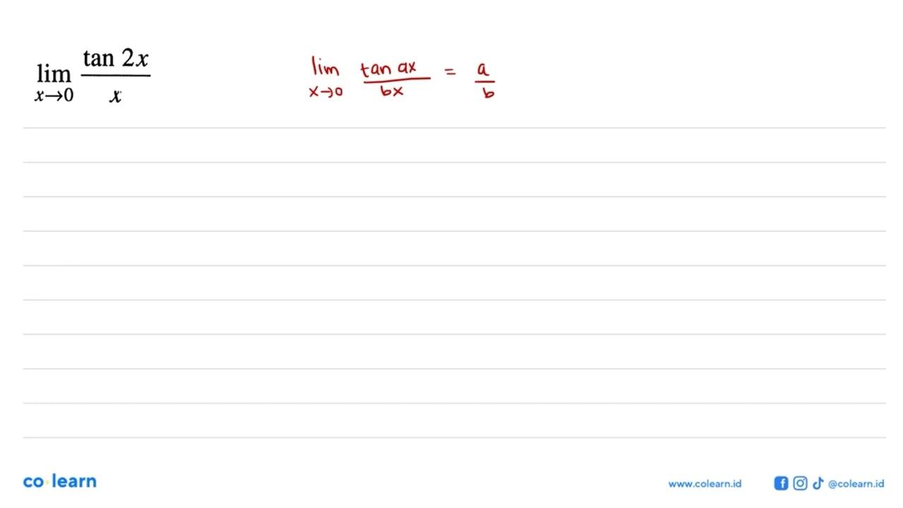 lim x->0 (tan 2x)/x