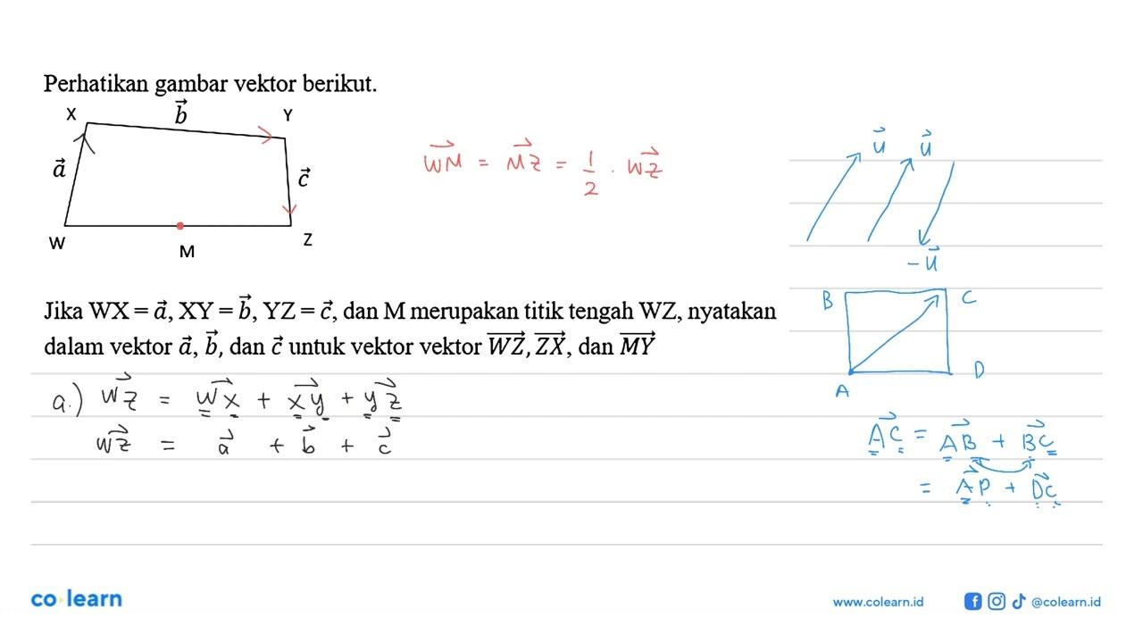 Perhatikan gambar vektor berikut.Jika WX=vektor a,