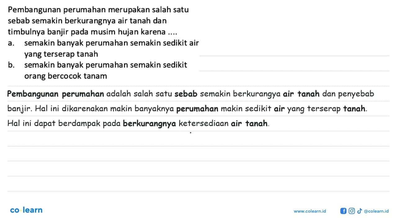 Pembangunan perumahan merupakan salah satu sebab semakin