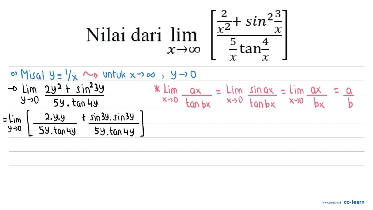 Nilai dari lim _(x -> tak hingga)[((2)/(x^(2))+sin ^(2)