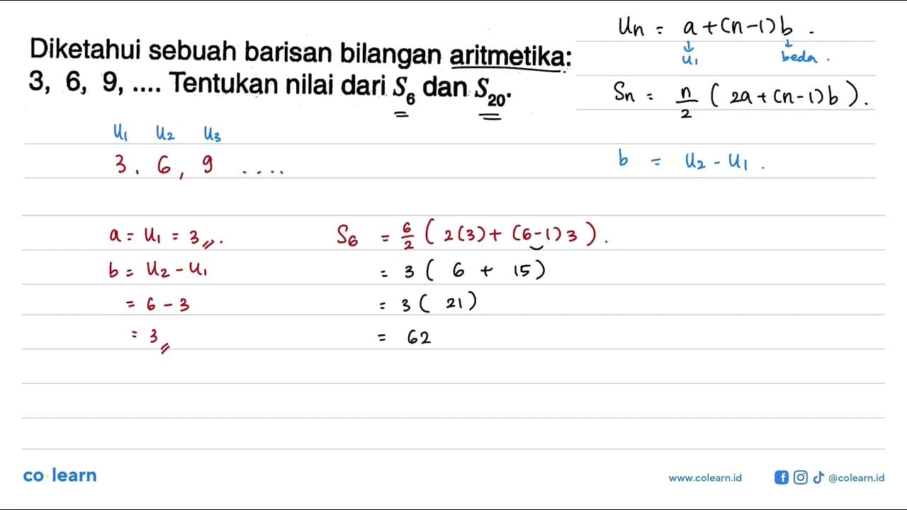 Diketahui sebuah barisan bilangan aritmetika: 3, 6, 9,