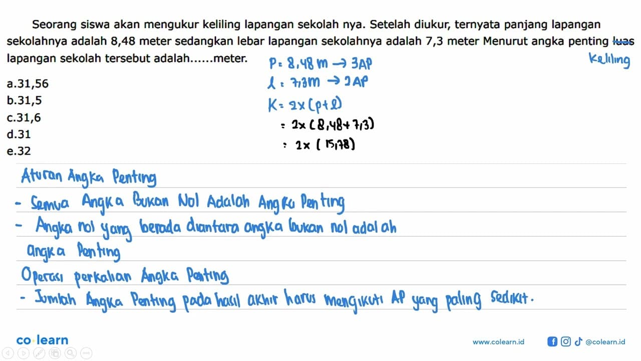 Seorang siswa akan mengukur keliling lapangan sekolah nya.