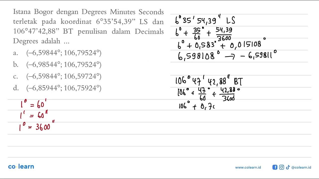 Istana Bogor dengan Degrees Minutes Seconds terletak pada