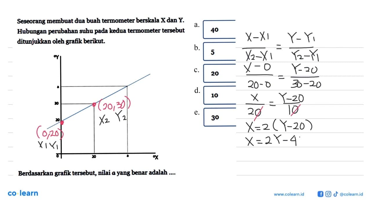 Seseorang membuat dua buah termometer berskala X dan Y.