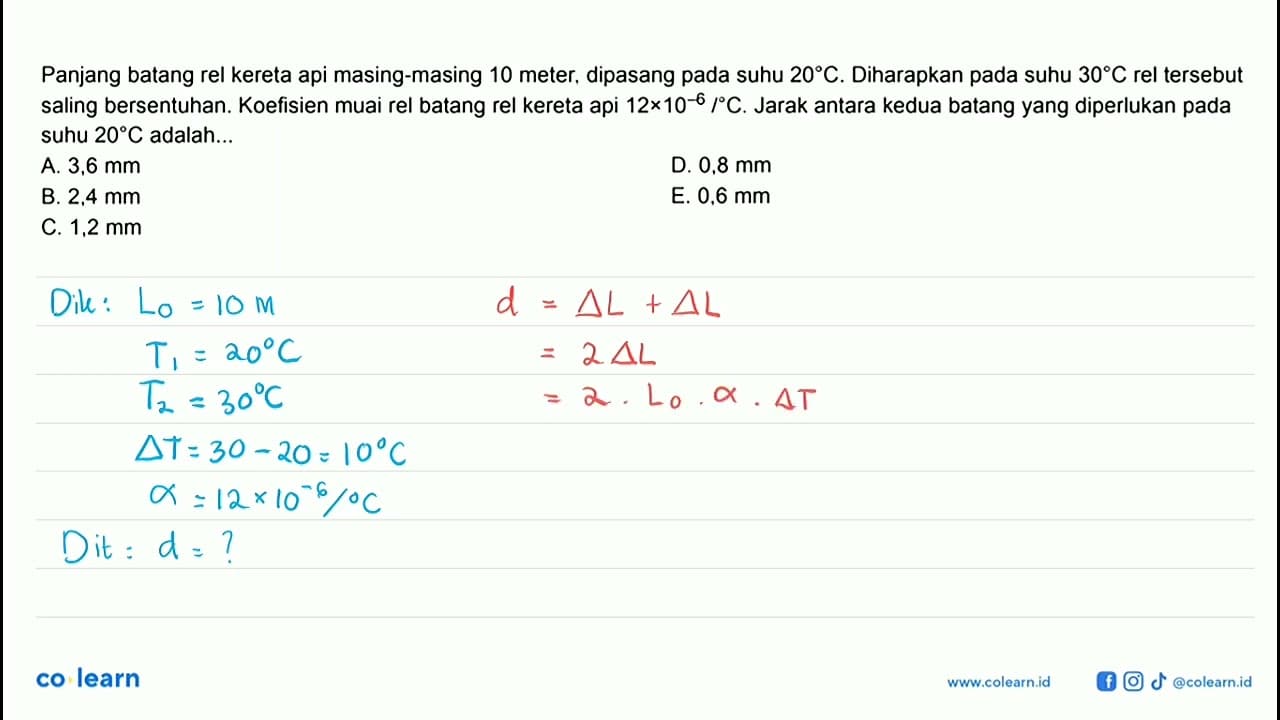 Panjang batang rel kereta api masing-masing 10 meter,