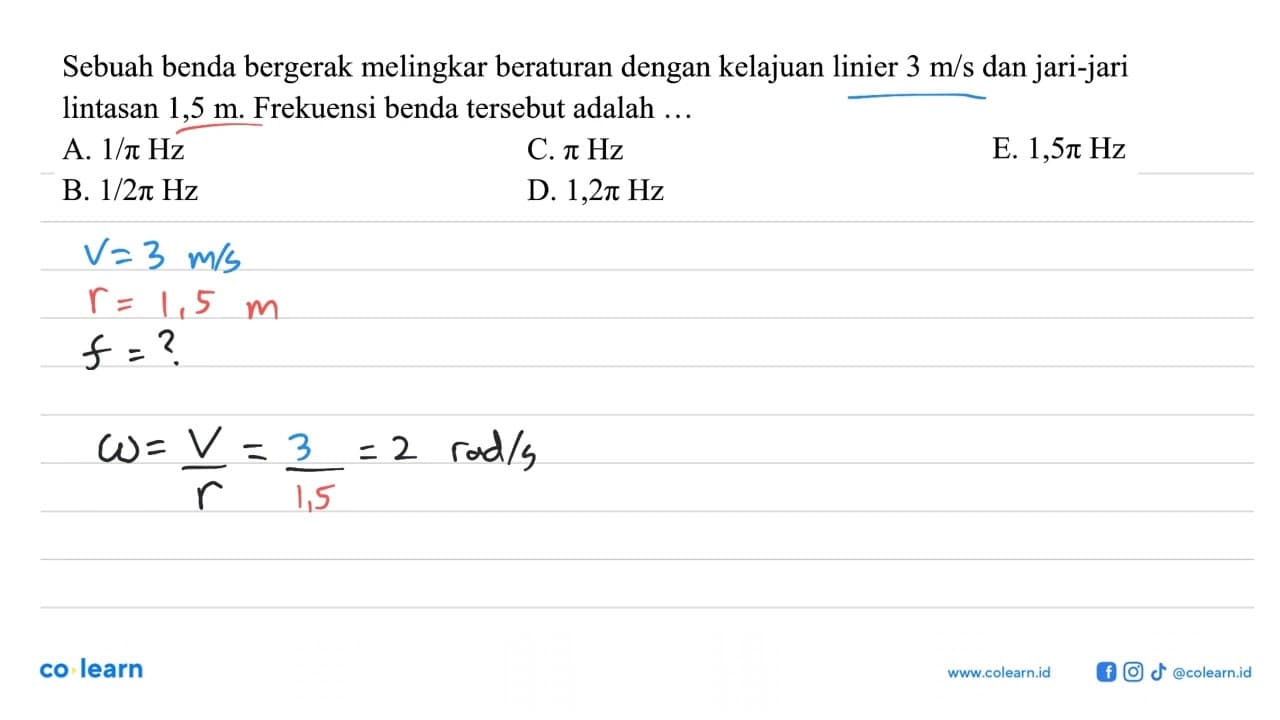 Sebuah benda bergerak melingkar beraturan dengan kelajuan