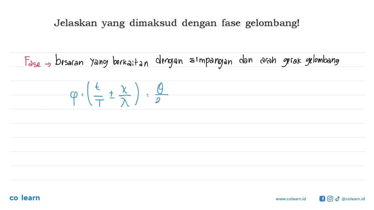 Jelaskan yang dimaksud dengan fase gelombang!