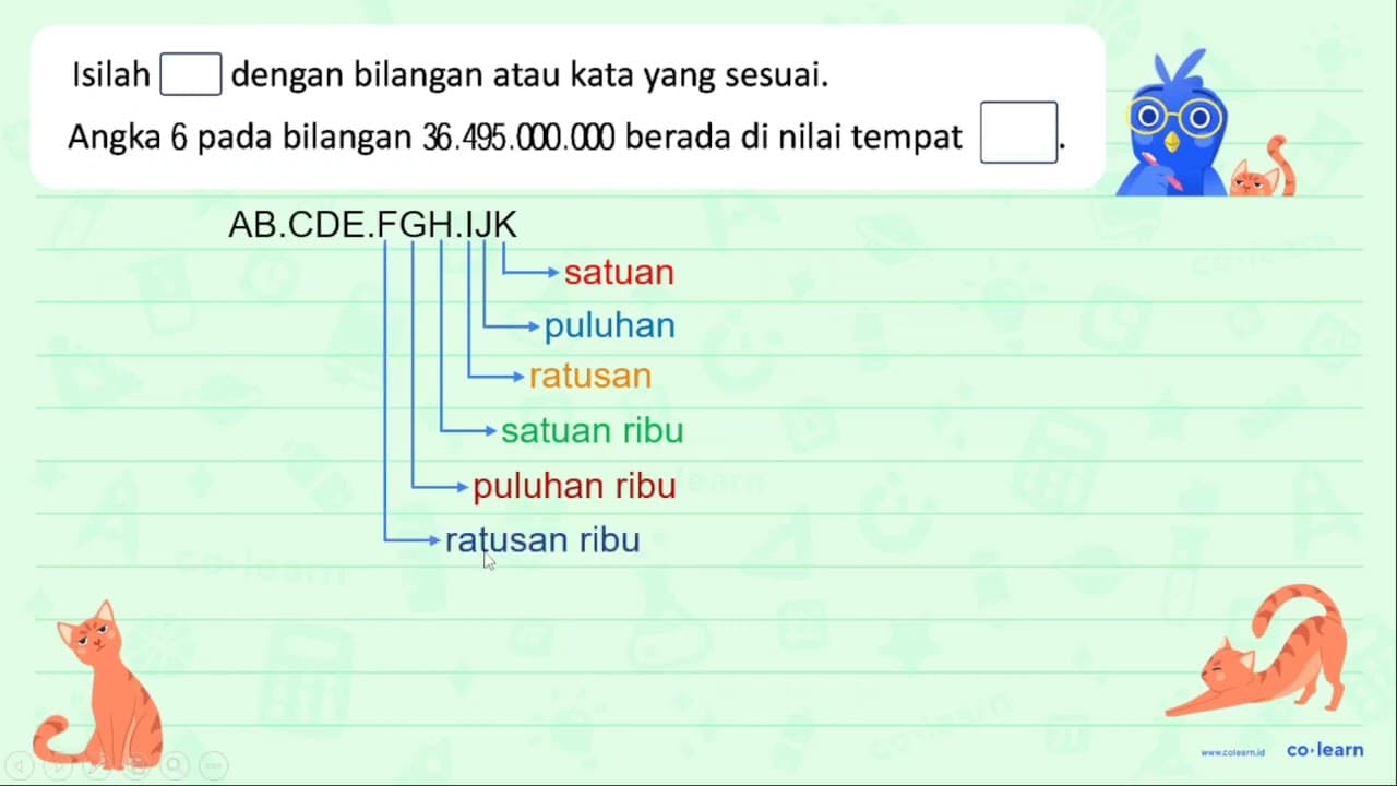 Isilah square dengan bilangan atau kata yang sesuai. Angka