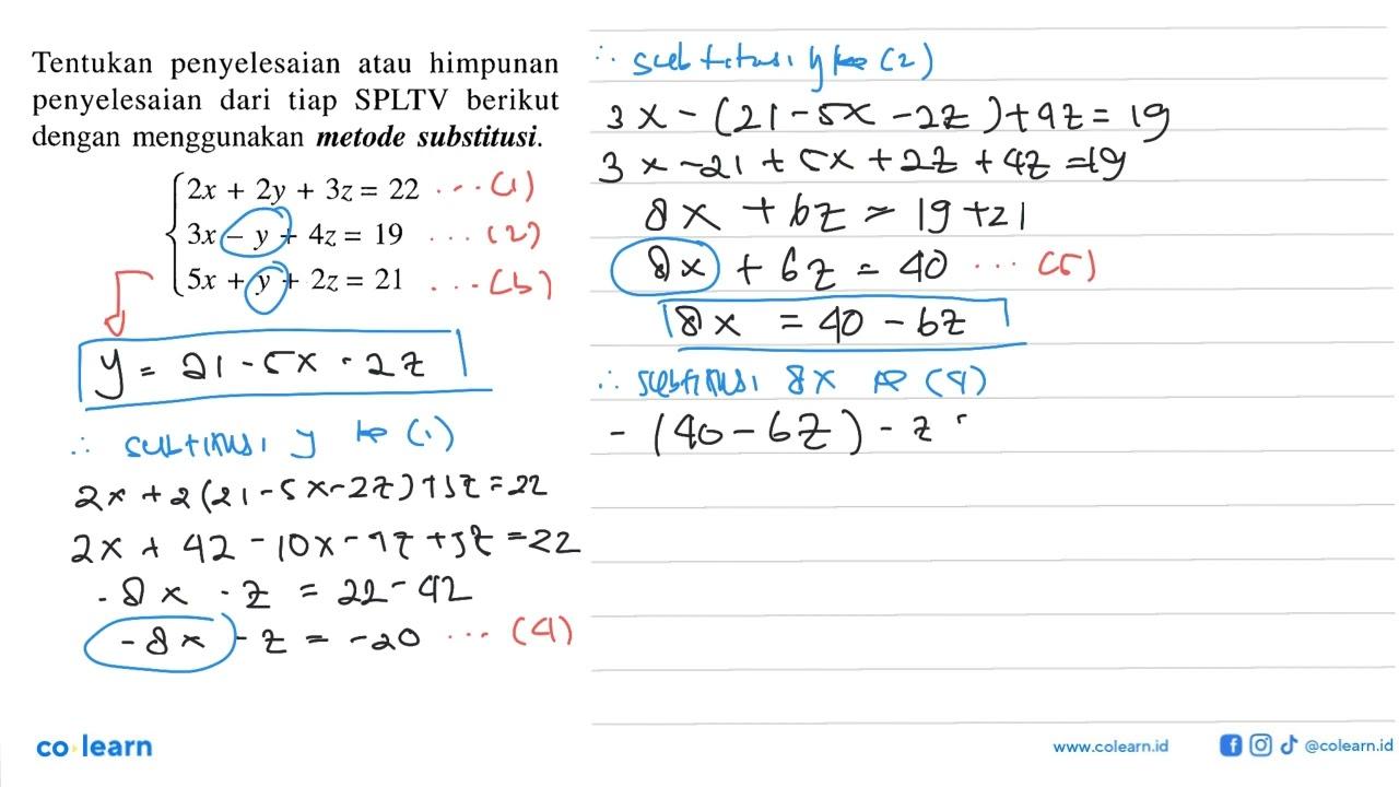 penyelesaian himpunan Tentukan atau penyelesaian tiap dari