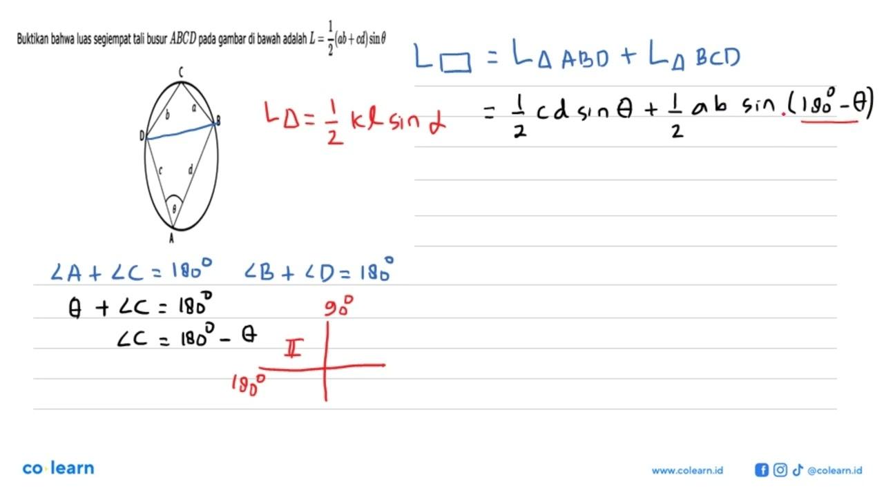 Buktikan bahwa luas segiempat tali busur ABCD pada gambar
