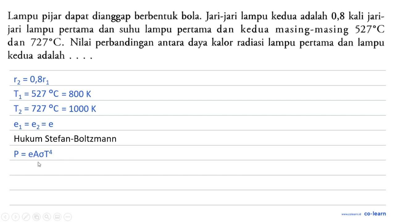 Lampu pijar dapat dianggap berbentuk bola. Jari-jari lampu