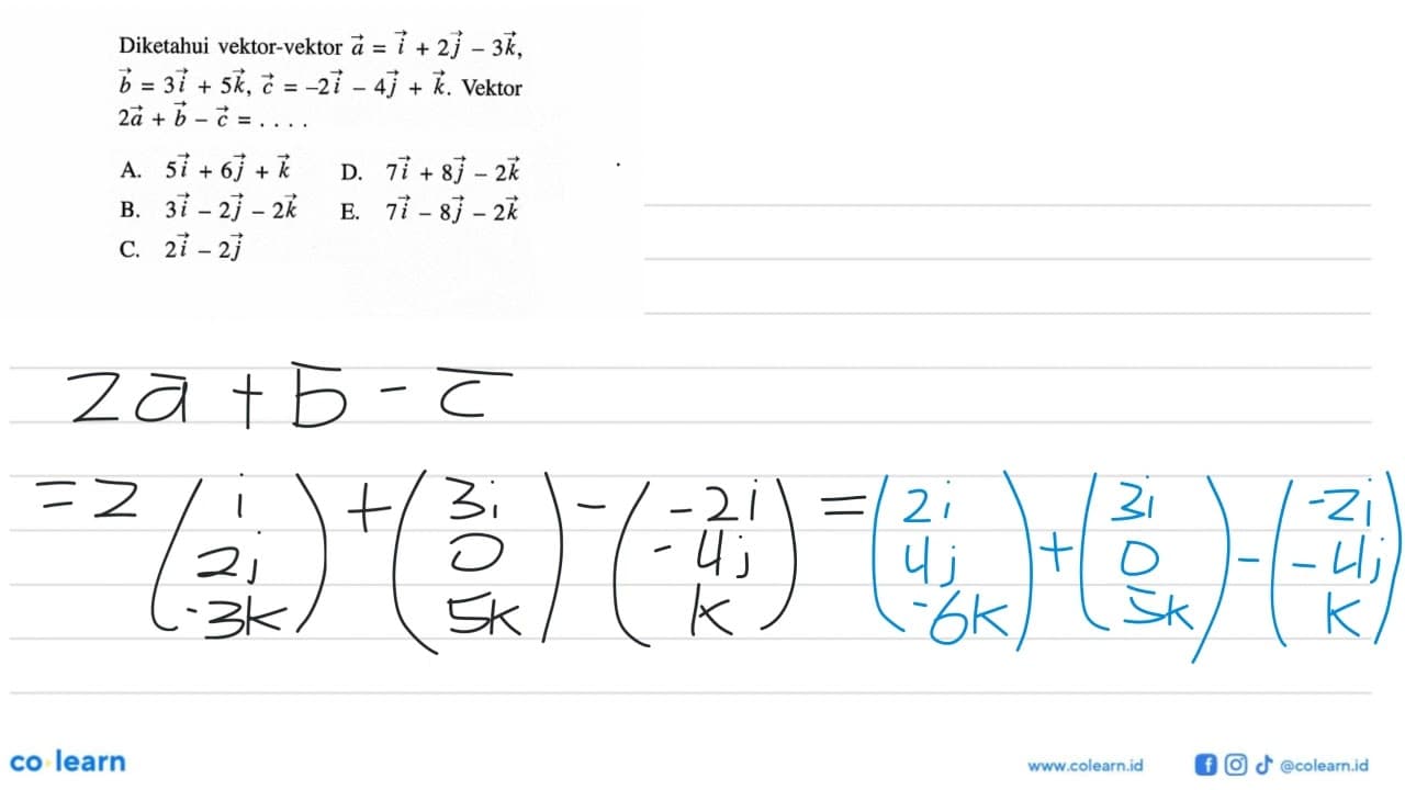 Diketahui vektor-vektor vektor a = i + 2j - 3k, vektor b =