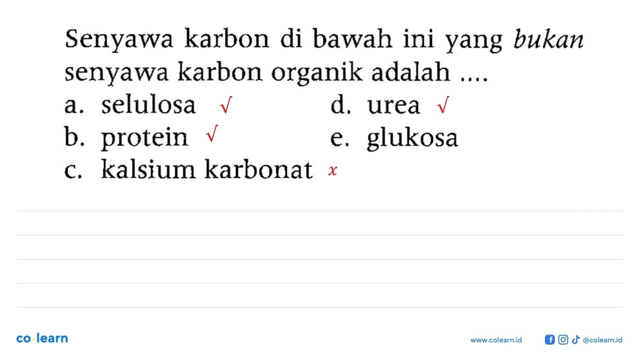 Senyawa karbon di bawah ini yang bukan senyawa karbon