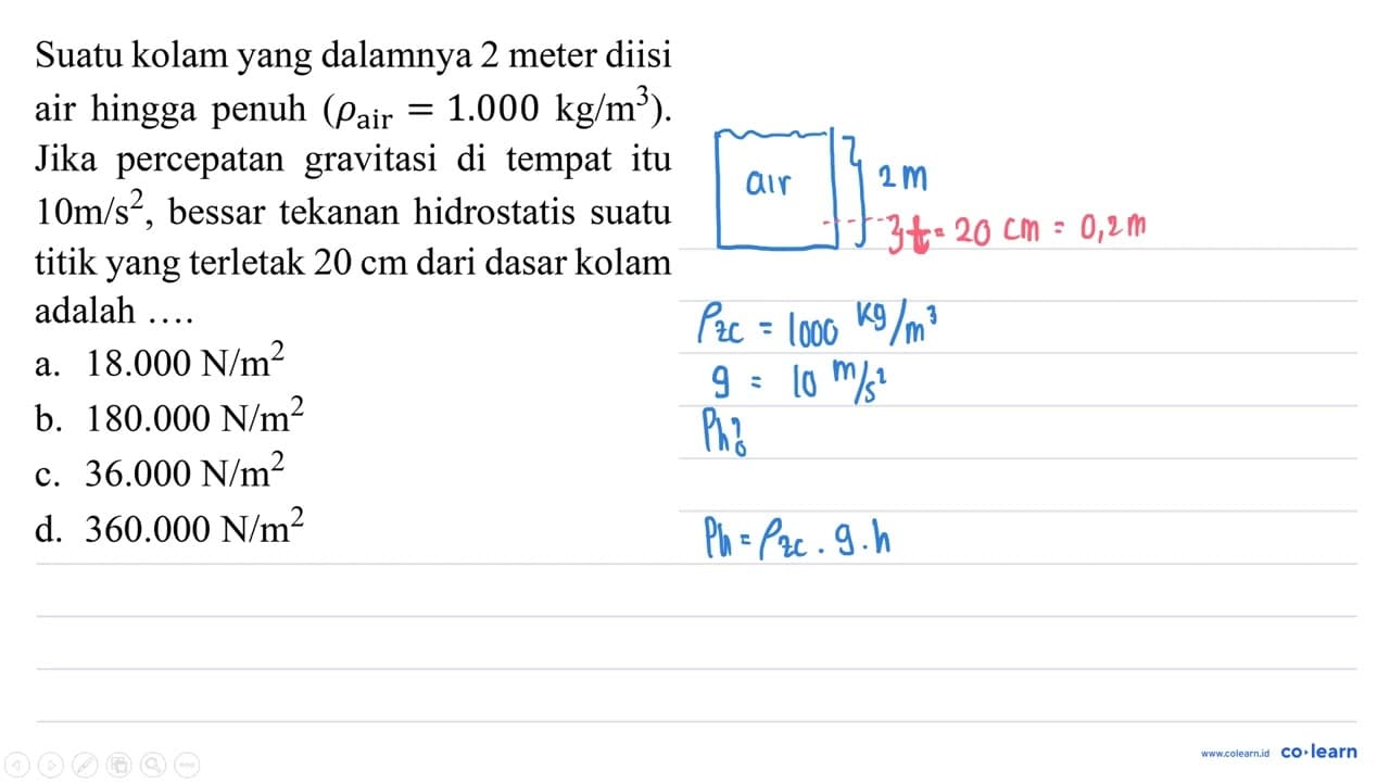 Suatu kolam yang dalamnya 2 meter diisi air hingga penuh