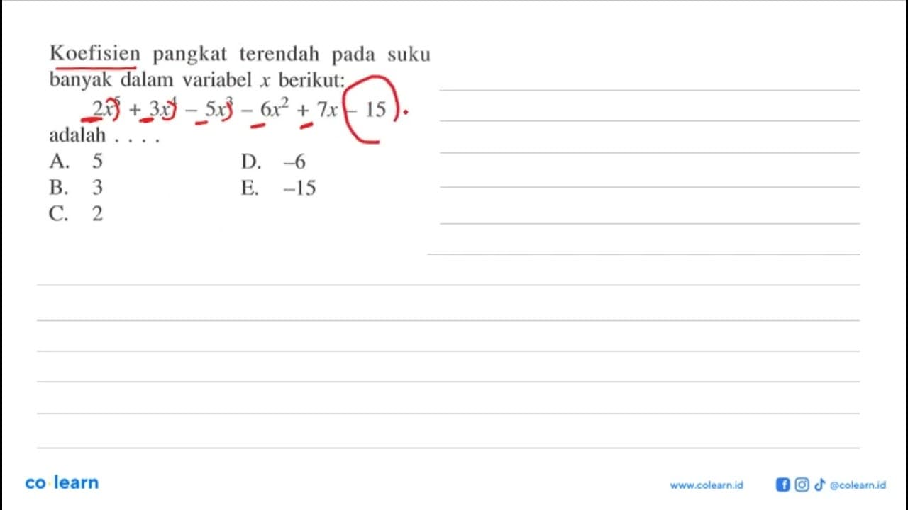 Koefisien pangkat terendah pada suku banyak dalam variabel