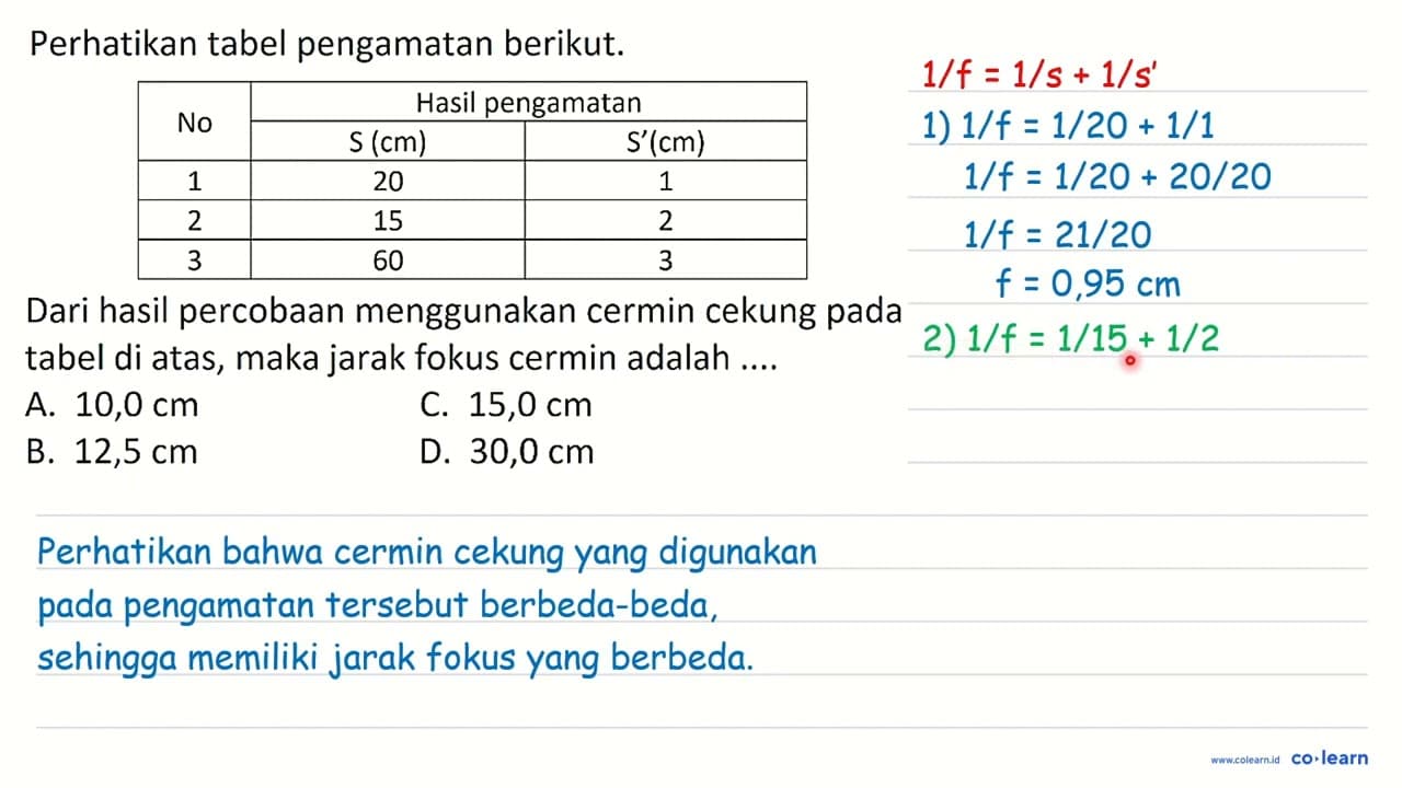 Perhatikan tabel pengamatan berikut. {2)/(*)/( No )