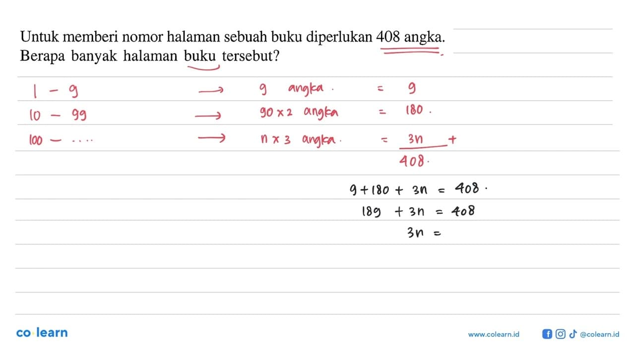 Untuk memberi nomor halaman sebuah buku diperlukan 408