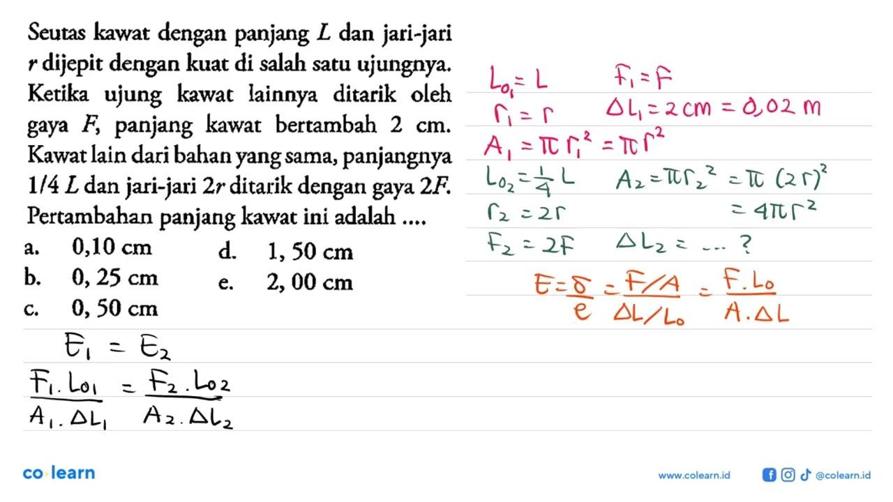 Seutas kawat dengan panjang L dan jari-jari dijepit dengan