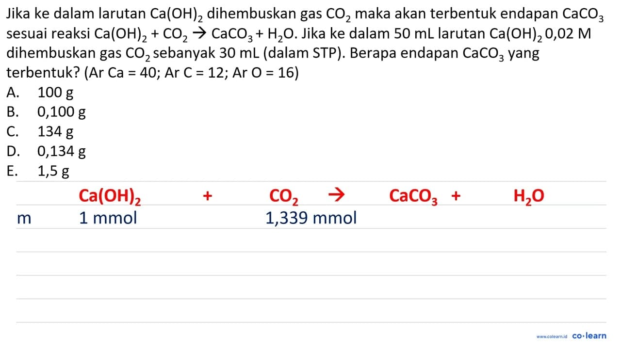 Jika ke dalam larutan Ca(OH)2 dihembuskan gas CO2 maka akan