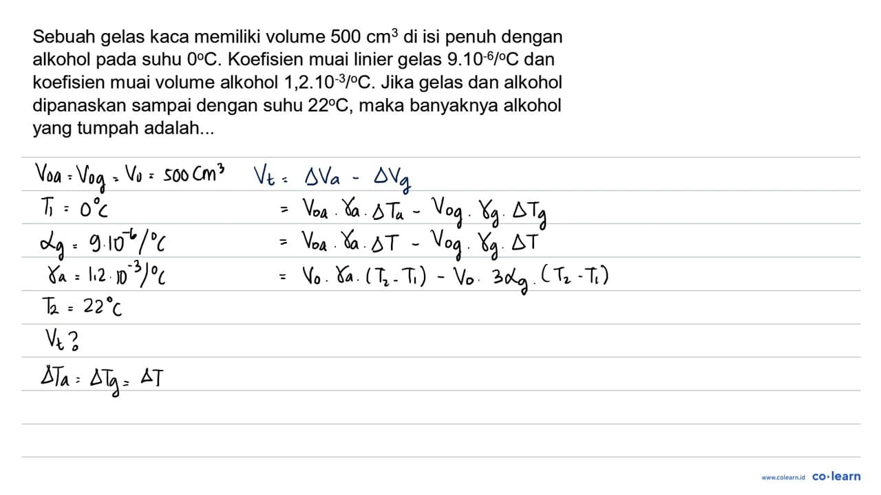 Sebuah gelas kaca memiliki volume 500 cm^(3) di isi penuh