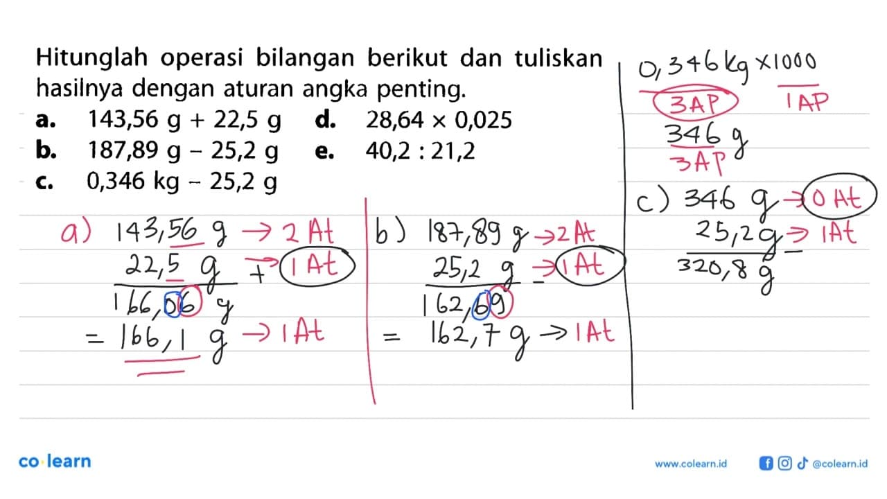 Hitunglah operasi bilangan berikut dan tuliskan hasilnya