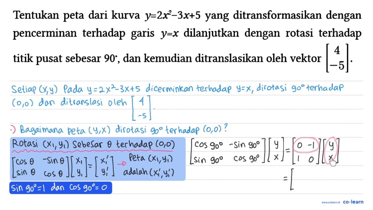 Tentukan peta dari kurva y=2x^2 - 3x + 5 yang