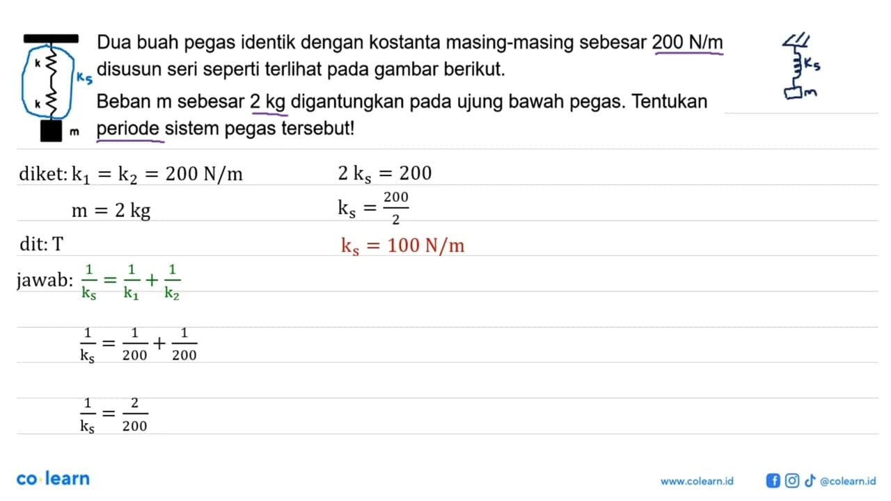 k k m Dua buah pegas identik dengan kostanta masing-masing