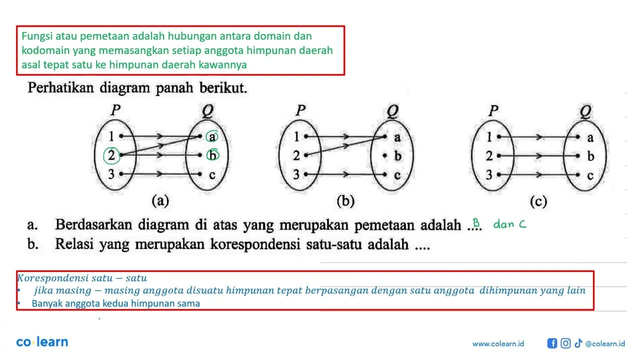 Perhatikan diagram panah berikut. P Q 1 2 3 a b c (a) (b)