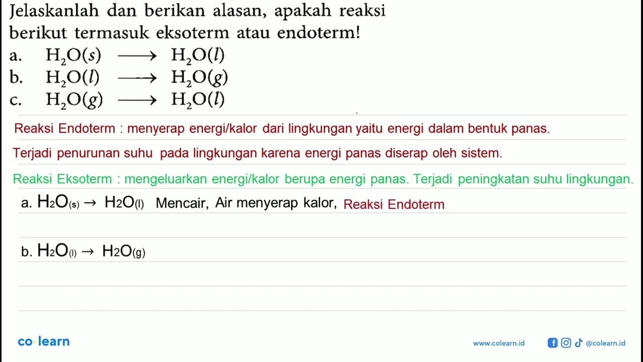 Jelaskanlah dan berikan alasan, apakah reaksi berikut