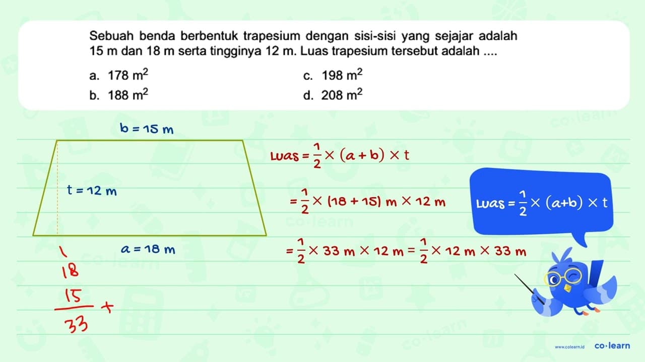 Sebuah benda berbentuk trapesium dengan sisi-sisi yang