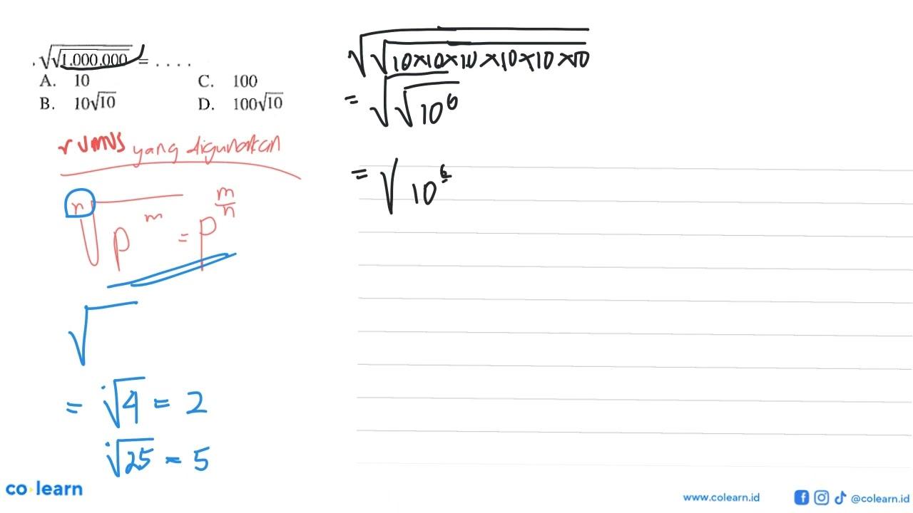 (1.000.000^(1/2))^(1/2) = . . . .