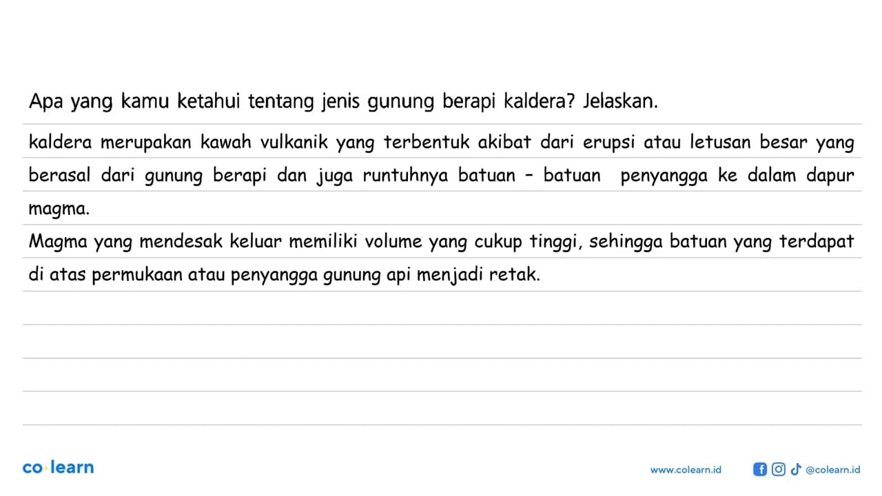 Apa yang kamu ketahui tentang jenis gunung berapi kaldera?