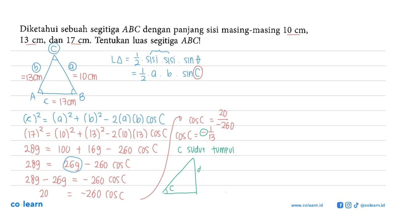Diketahui sebuah segitiga ABC dengan panjang sisi
