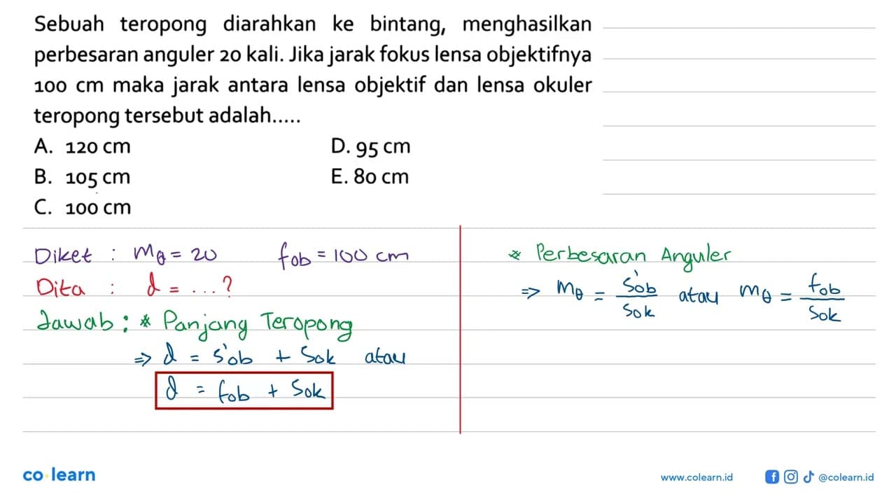 Sebuah teropong diarahkan ke bintang, menghasilkan