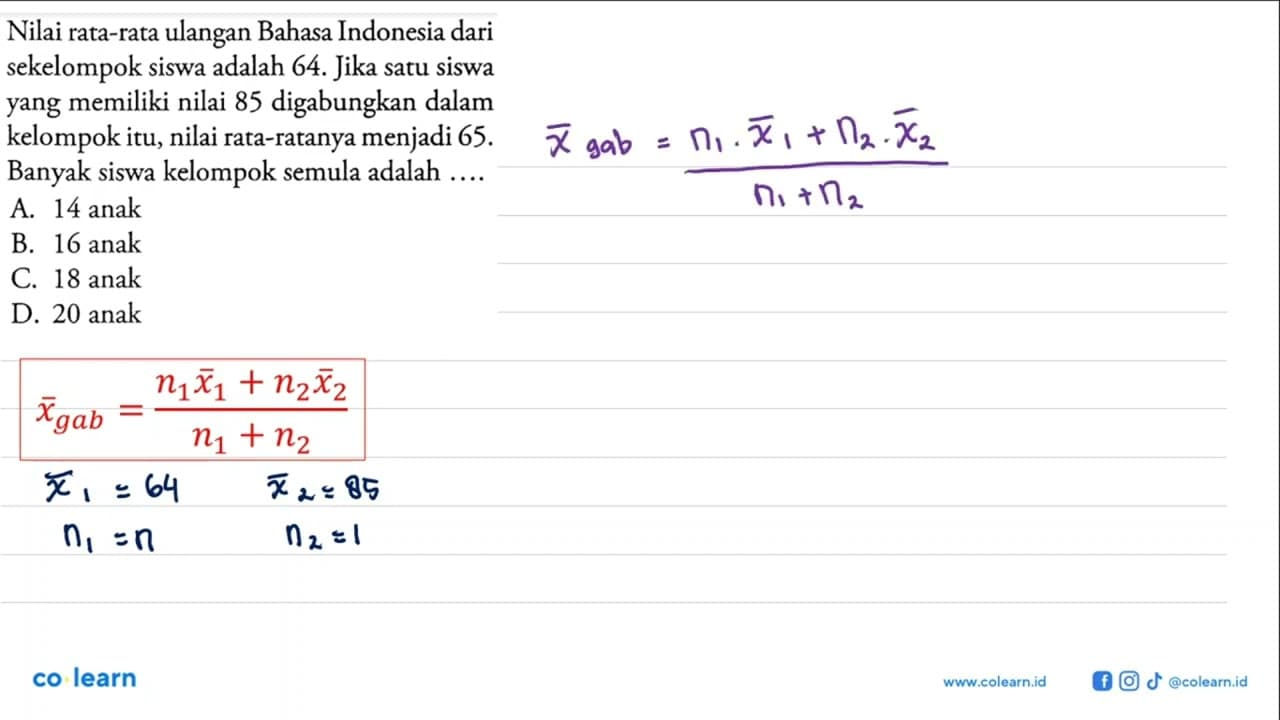 Nilai rata-rata ulangan Bahasa Indonesia dari sekelompok