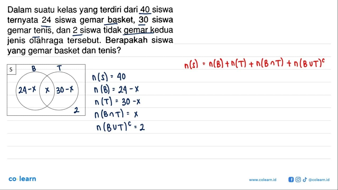 Dalam suatu kelas yang terdiri dari 40 siswa ternyata 24