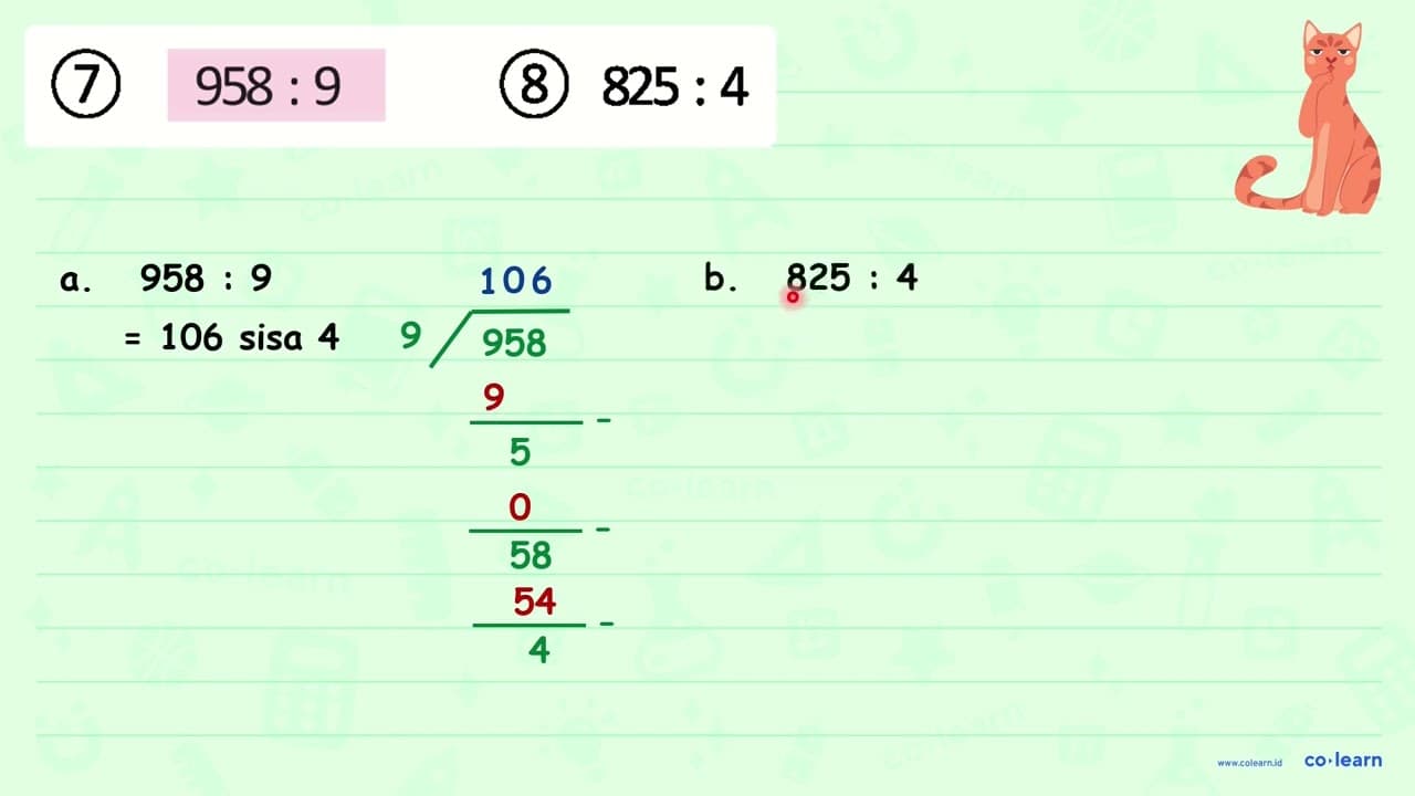 (7) 958: 9 (8) 825: 4