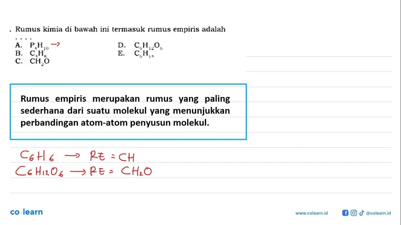 Rumus kimia di bawah ini termasuk rumus empiris adalahA.