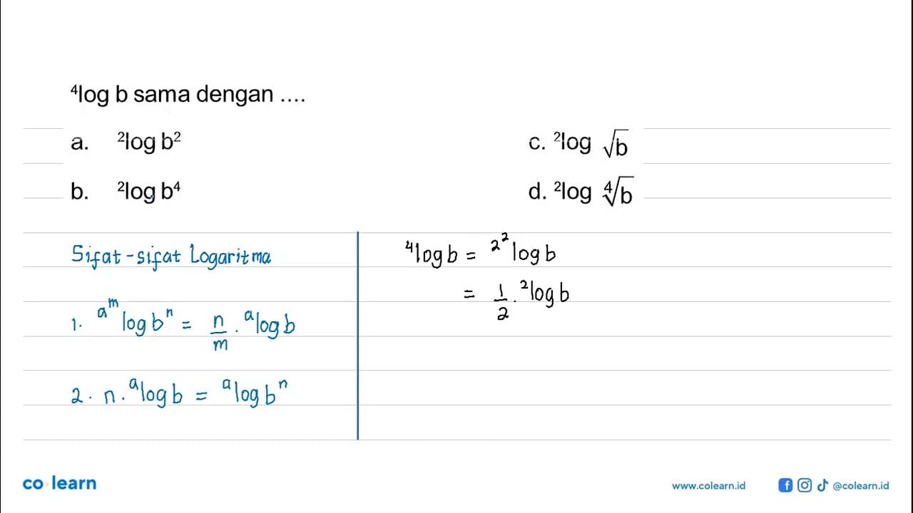 4logb sama dengan ....