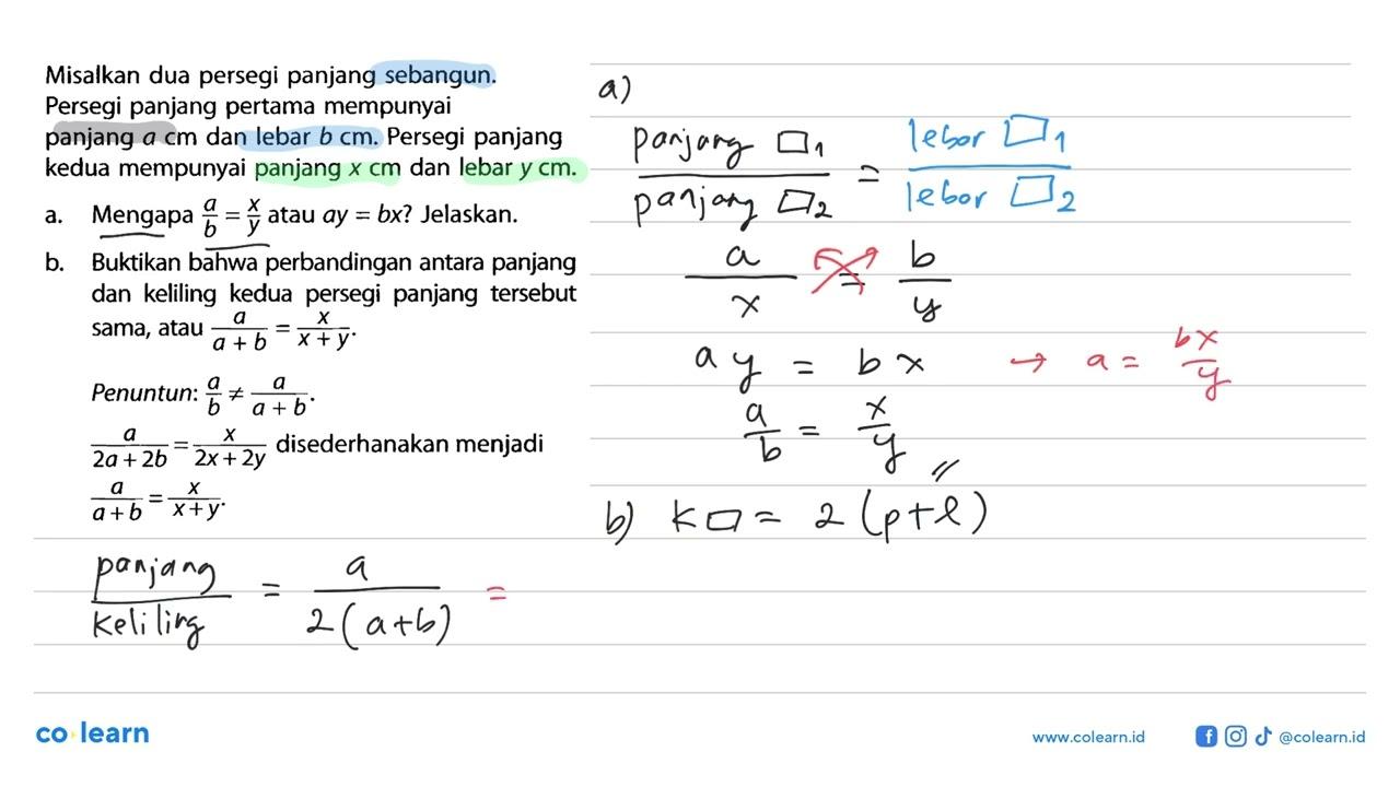 Misalkan dua persegi panjang sebangun. Persegi panjang